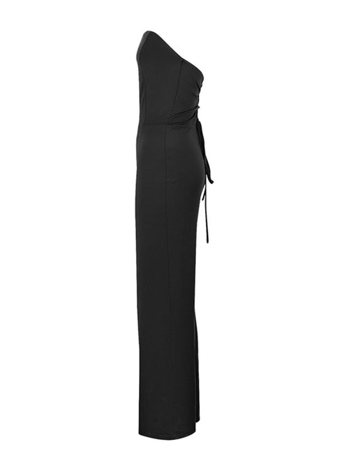 Strapless Fashion Lace-Up Back Jumpsuit